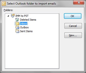 Select PST Folder to import Incredimail emails